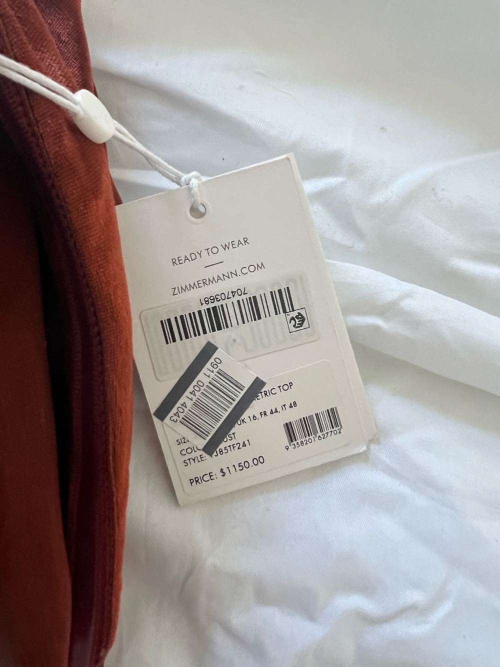 Zimmermann One-Shoulder Satin Dress in Rust - Picture 7 of 7